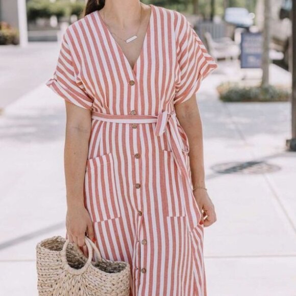 Mango Striped Dress Size Medium - Picture 1 of 6
